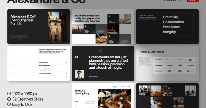 Alexandre Minimalist Portfolio PowerPoint Template preview thumbnail