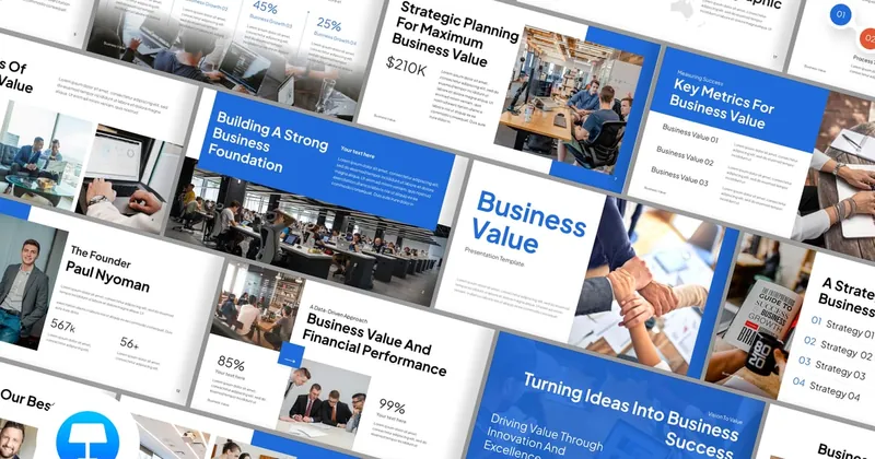 Blue Business Value PowerPoint Template preview thumbnail