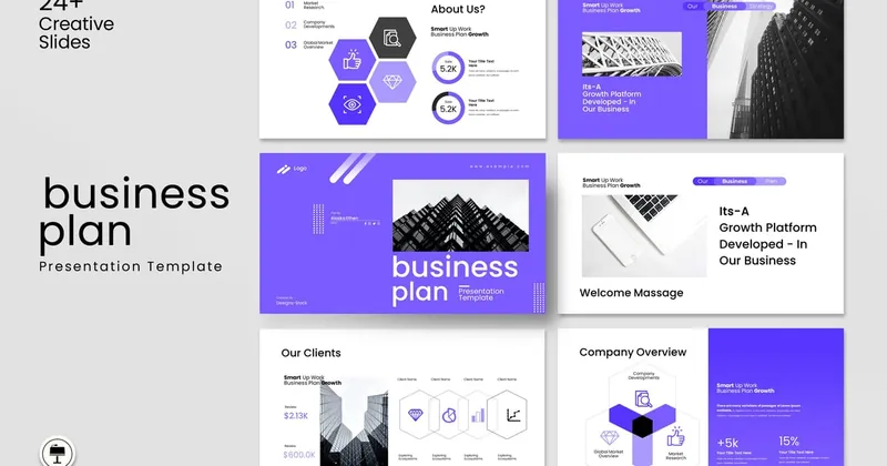 Business Plan Keynote with Infographic PowerPoint Template