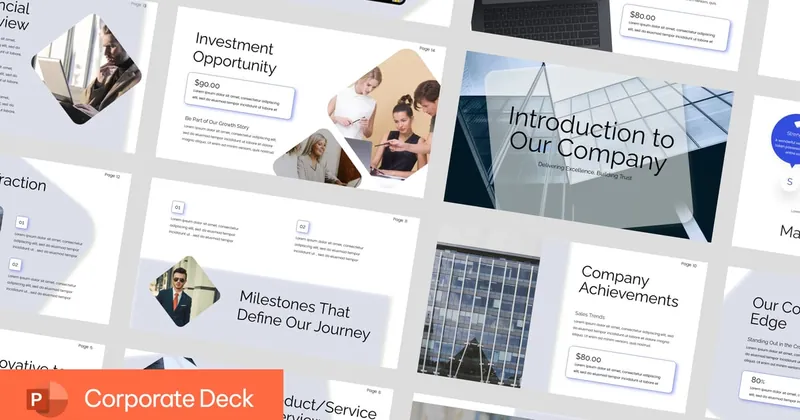 Corporate Deck PowerPoint Template preview thumbnail