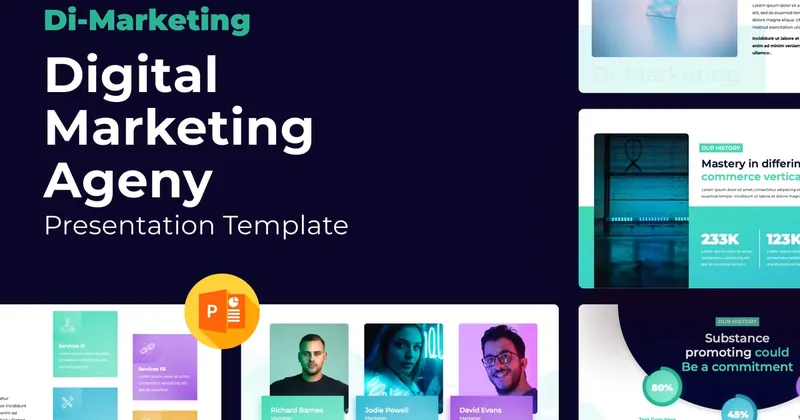 Di Digital Marketing Agency PowerPoint Template preview thumbnail