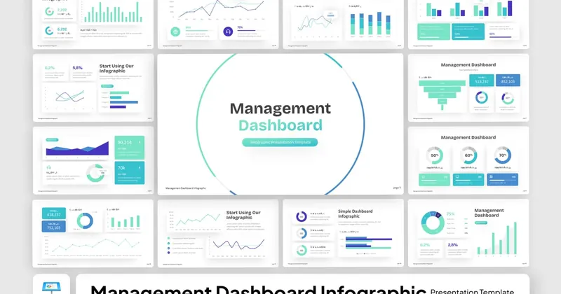 Management Dashboard Infographic Keynote PowerPoint Template