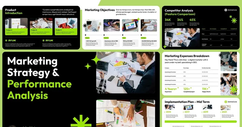 Marketing Report PowerPoint Template preview thumbnail
