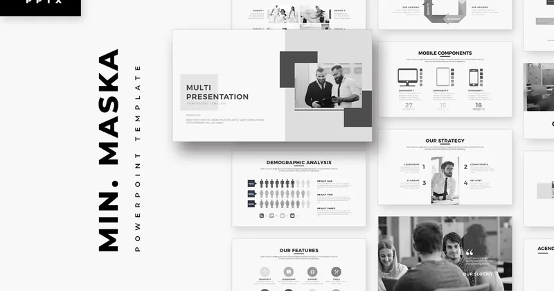 Minimal Maska PowerPoint Template preview thumbnail