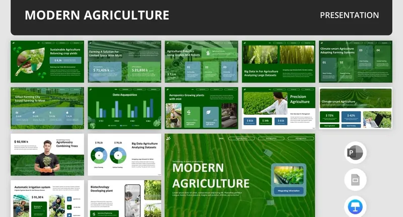 Modern Agriculture PowerPoint Template preview thumbnail