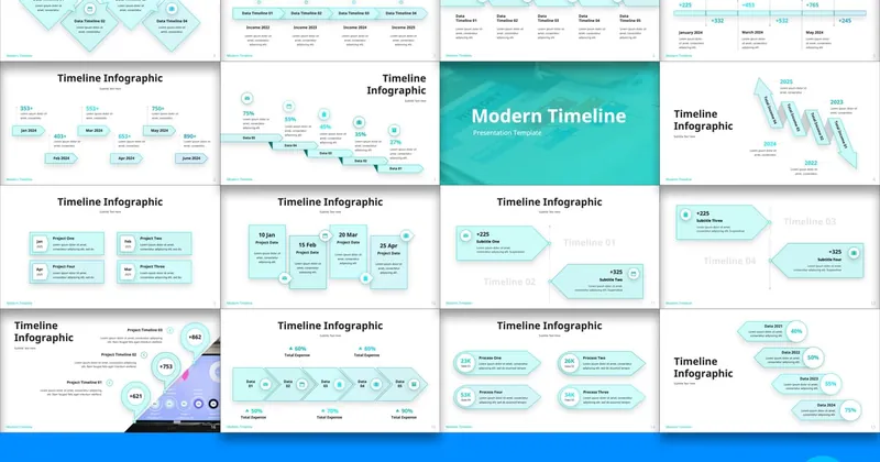 Modern Timeline PowerPoint Template preview thumbnail