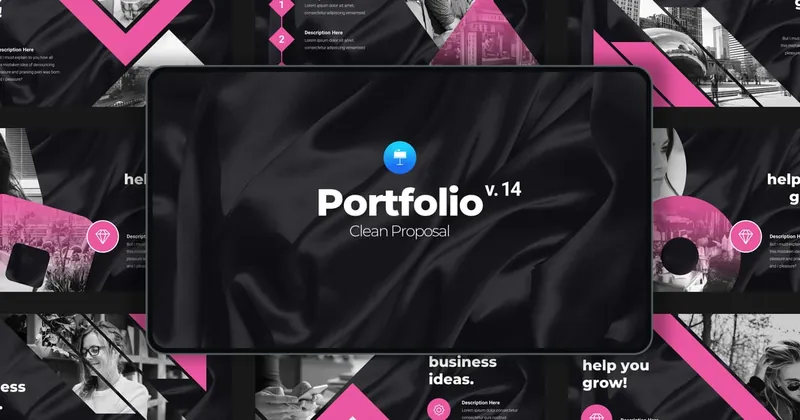 Portfolio Minimal PowerPoint Template preview thumbnail