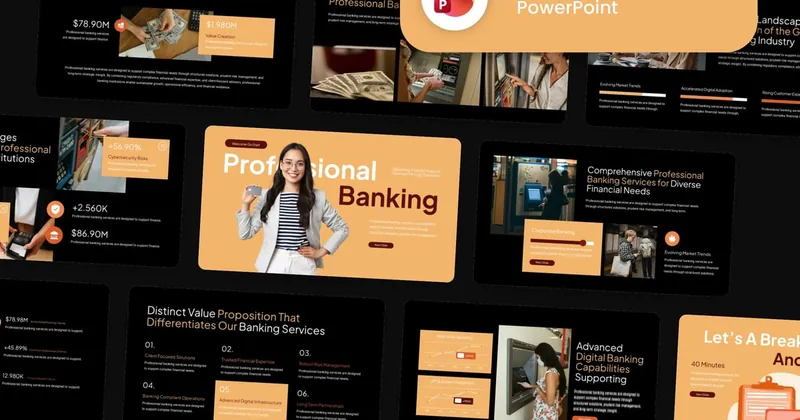 Professional Banking PowerPoint Template preview thumbnail